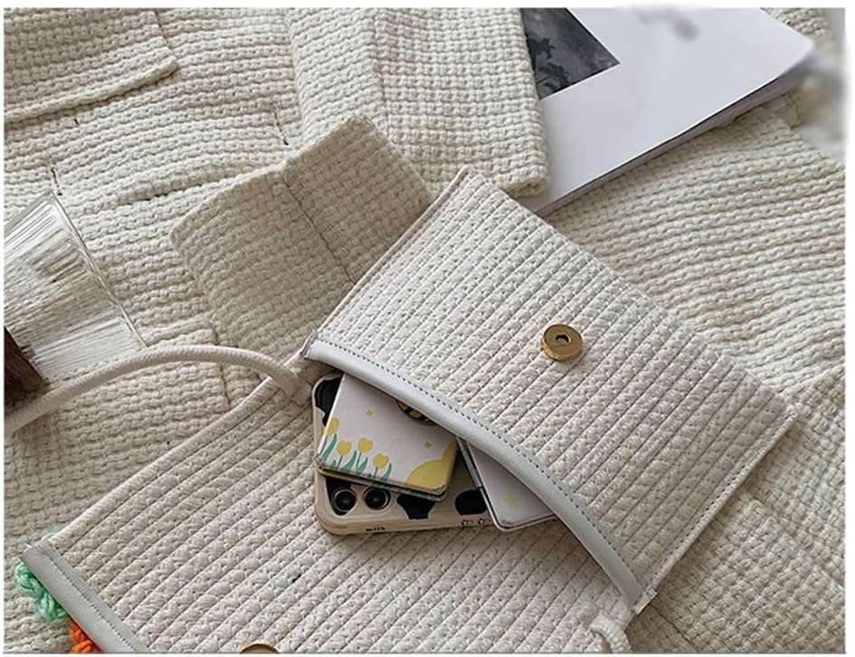 Cute Girl Woven Bag Flower -shoulder Small Square Plush Pendant Messenger