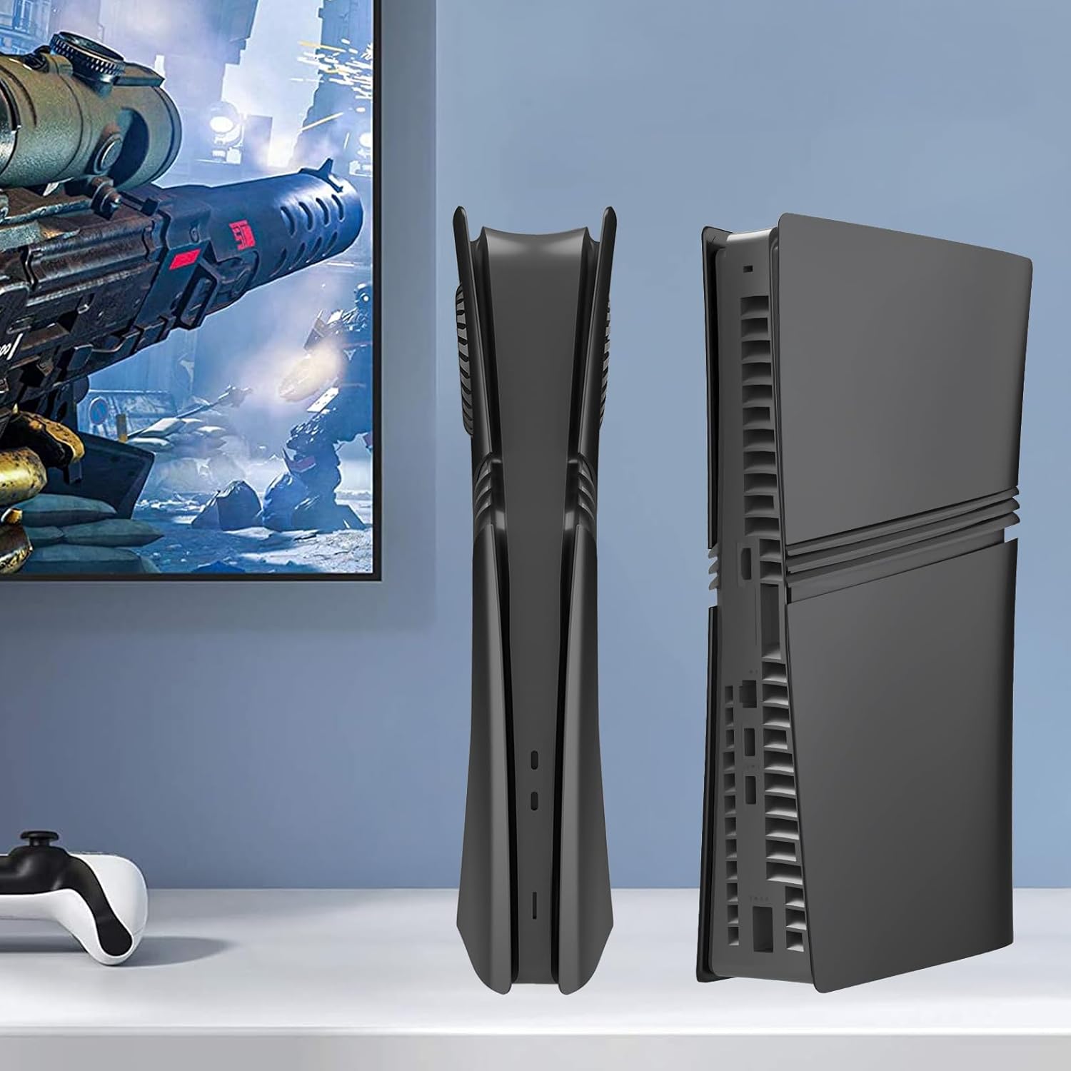 Cover Plates for PS5 Pro Digital Edition, Matte FacePlates Accessories Compatible with PlayStation 5 Pro Console ABS Replacement Side Shell Case (Black) - Image 7