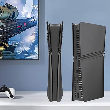 Cover Plates for PS5 Pro Digital Edition, Matte FacePlates Accessories Compatible with PlayStation 5 Pro Console ABS Replacement Side Shell Case (Black)