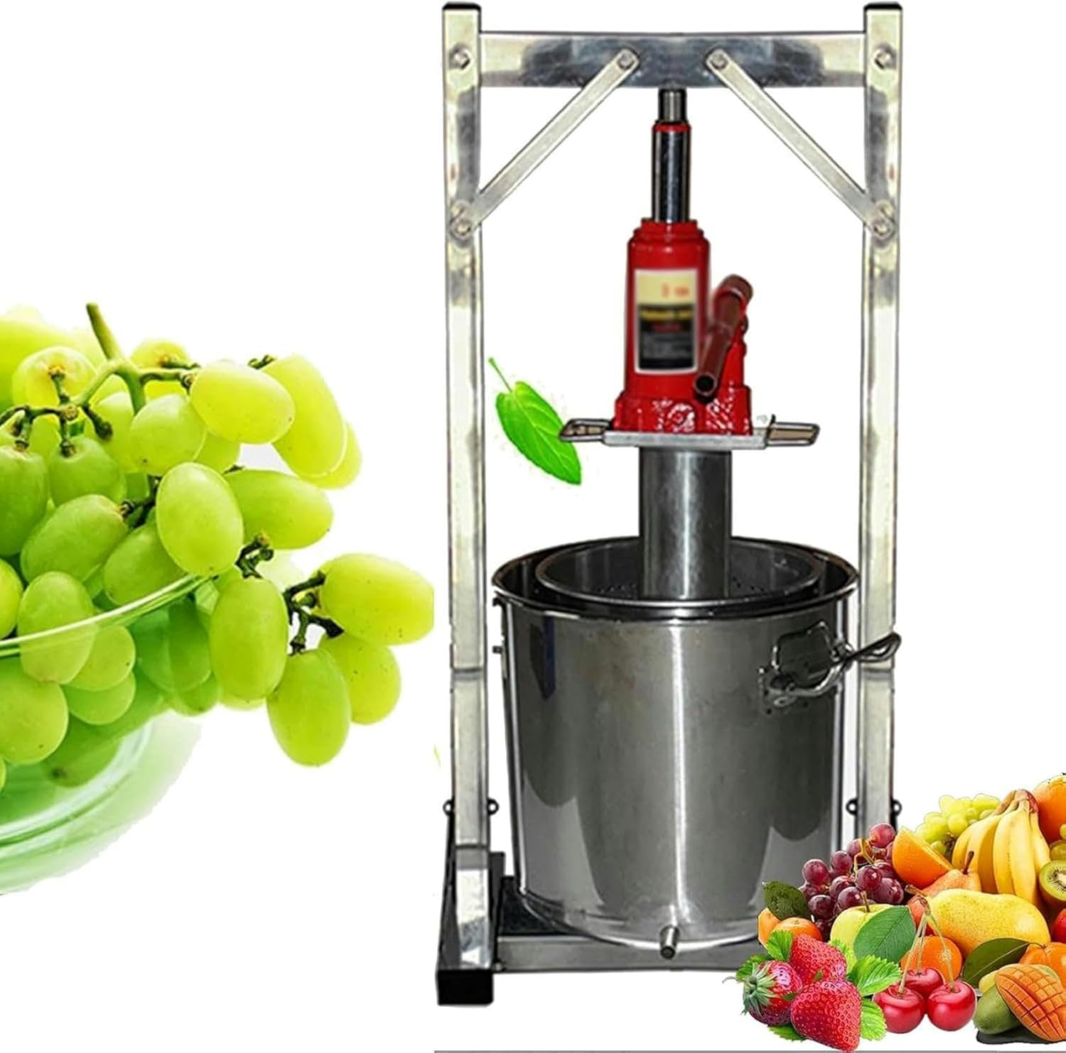 UVA Press, 12 -Liter Thickened Hydraulic Polishing, Removable and Easy to Clean, Manual Squeezer with Double Stainless Steel Barrels for Fruit Wine Elaboration ~/