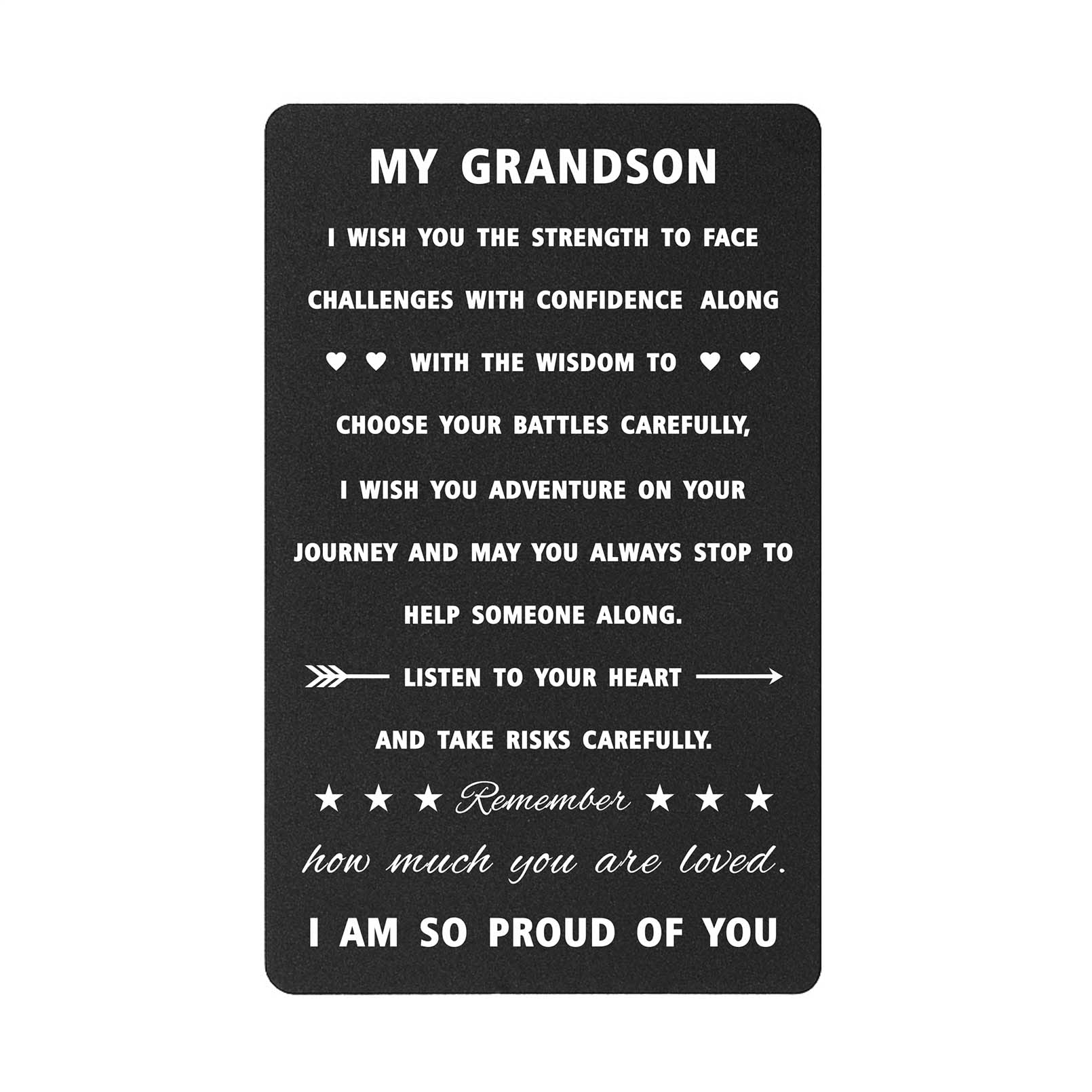 TGCNQ Grandson Gifts from Grandma, Grandson Birthday Gifts, Graduation Gift Card, Inspirational Gift for Him, Wallet Card for Men, Christmas