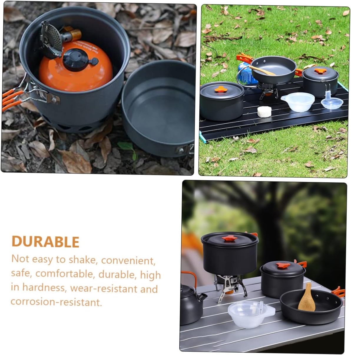 1Set Lightweight Camping Cookware Portable Kettle Kit for Outdoor Cooking Hiking Picnics and Barbecues Space Saving Design for Easy Carrying