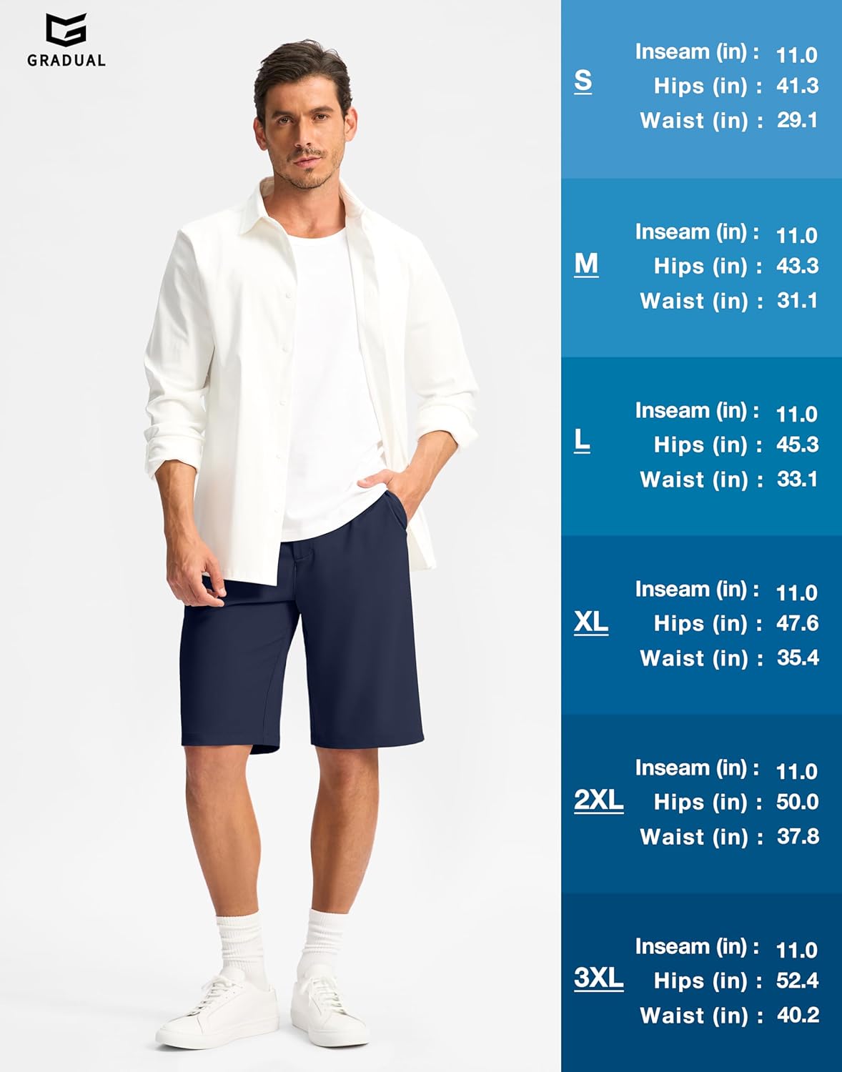 G Gradual Casual Shorts for Men 11" Lightweight Men's Golf Shorts Stretch with 3 Pockets Quick Dry Summer Breathable Shorts - Image 7