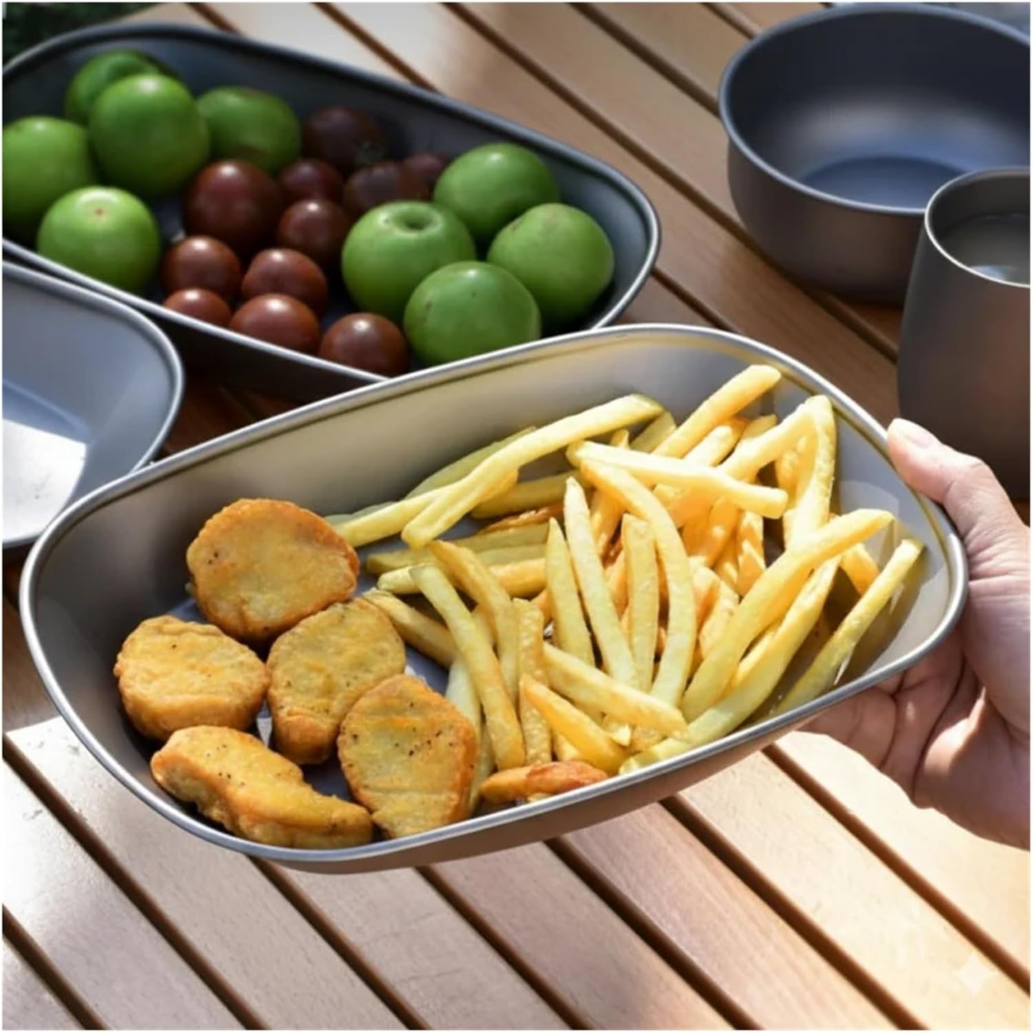 Camping Dinner Plate Ultralight Portable for BBQ Fish Salad Fruit, Reusable Outdoor Tableware for Travel
