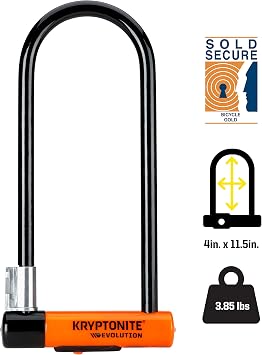 Kryptonite Evolution Long Shackle Bike U-Lock, 14mm Steel Bicycle Lock