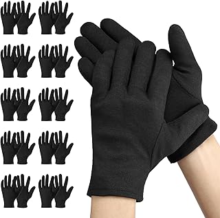 Luvas Pretas de Algodão - 10 Pares (20 Peças) Luvas de Meia para Motoristas - 23cm M Luvas de Trabalho Goleiro Homem Mulher - Luvas de Mecânico Proteção