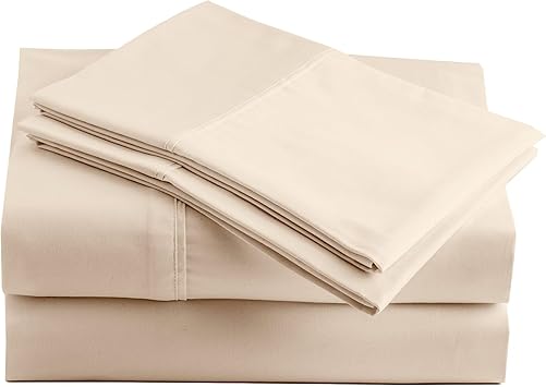 Peru Pima 600 Thread Count Thermoregulating Sateen Full Sheet Set - 100% Peruvian Pima Cotton, 4 Piece Flat, Fitted, 2 Pillowcases - Cooling, Crisp, Deep Pocket, Hotel Quality Bedding - Ivory