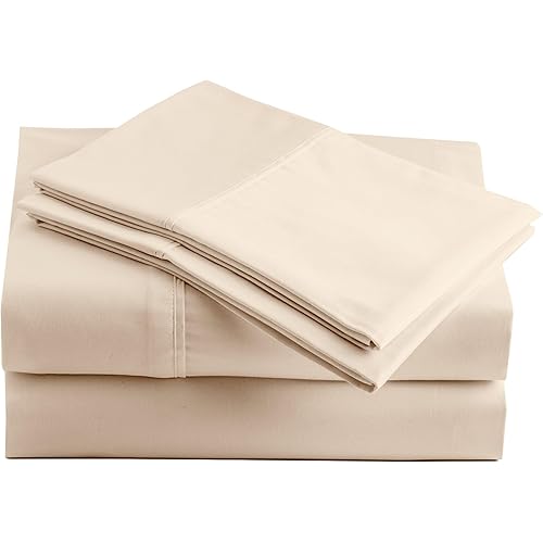 Peru Pima 600 Thread Count Sateen California King Sheet Set - 100% Peruvian Pima Cotton, 4 Piece (Flat, Fitted, 2 Pillowcases) - Cooling, Crisp, Deep Pocket, Hotel Quality Bedding - Ivory