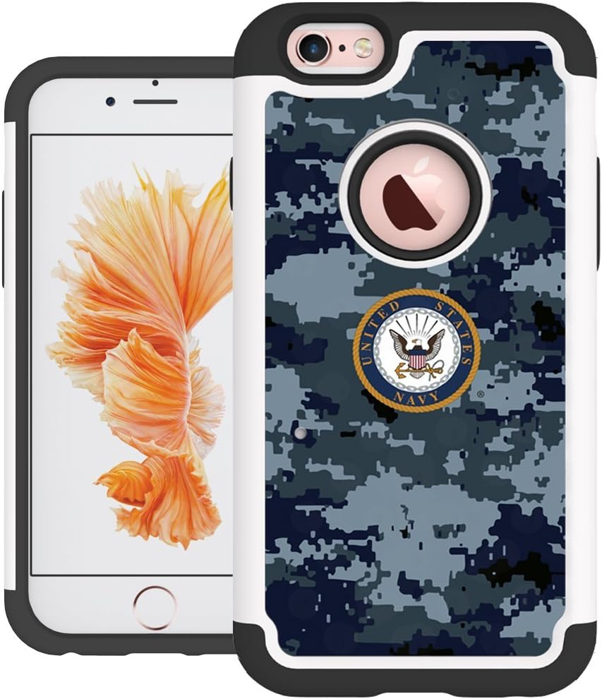 UrSpeedtekLive iPhone 6 Case, iPhone 6s Cases [Shock Absorption] Dual Layer Heavy Duty Protective Silicone Plastic Cover Case for iPhone 6/6s - Navy Camouflage