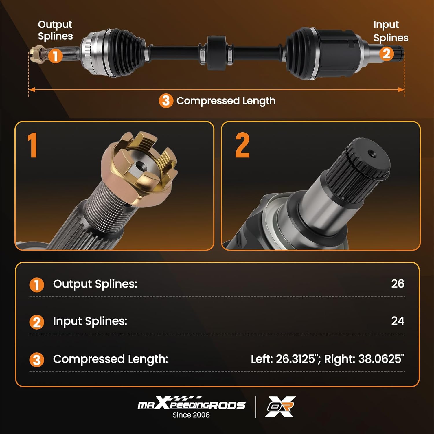 maXpeedingrods Pair (2) Front CV Axle Shaft Assembly for Toyota Camry 2002-2009, Highlander FWD 2001-2007, Solara 2004-2008, L4 2.4L, Driver and Passenger Side 66-5245, 66-5247