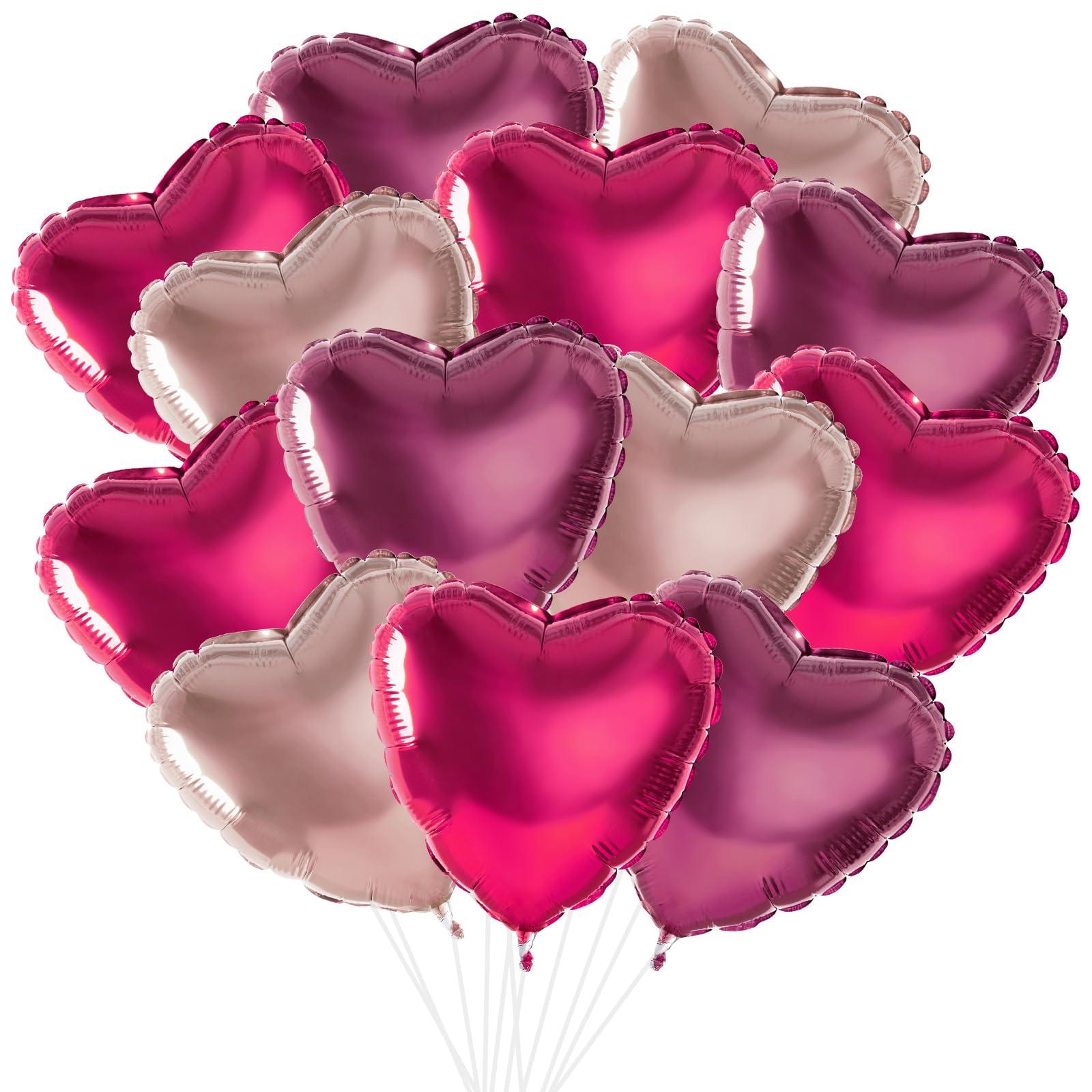 ASTARON 30 globos de San Valentín color burdeos, rojo, oro rosa, globos grandes de 18.0 in con forma de corazón, globos de corazón para decoración romántica de noche, boda, despedida de soltera