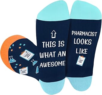 Pharmacy Technician Gifts Pharmacist Pharmacy Week Technician Day Graduation Gifts for Pharmacist Tech Coworkers Funny Novelty Socks for Men