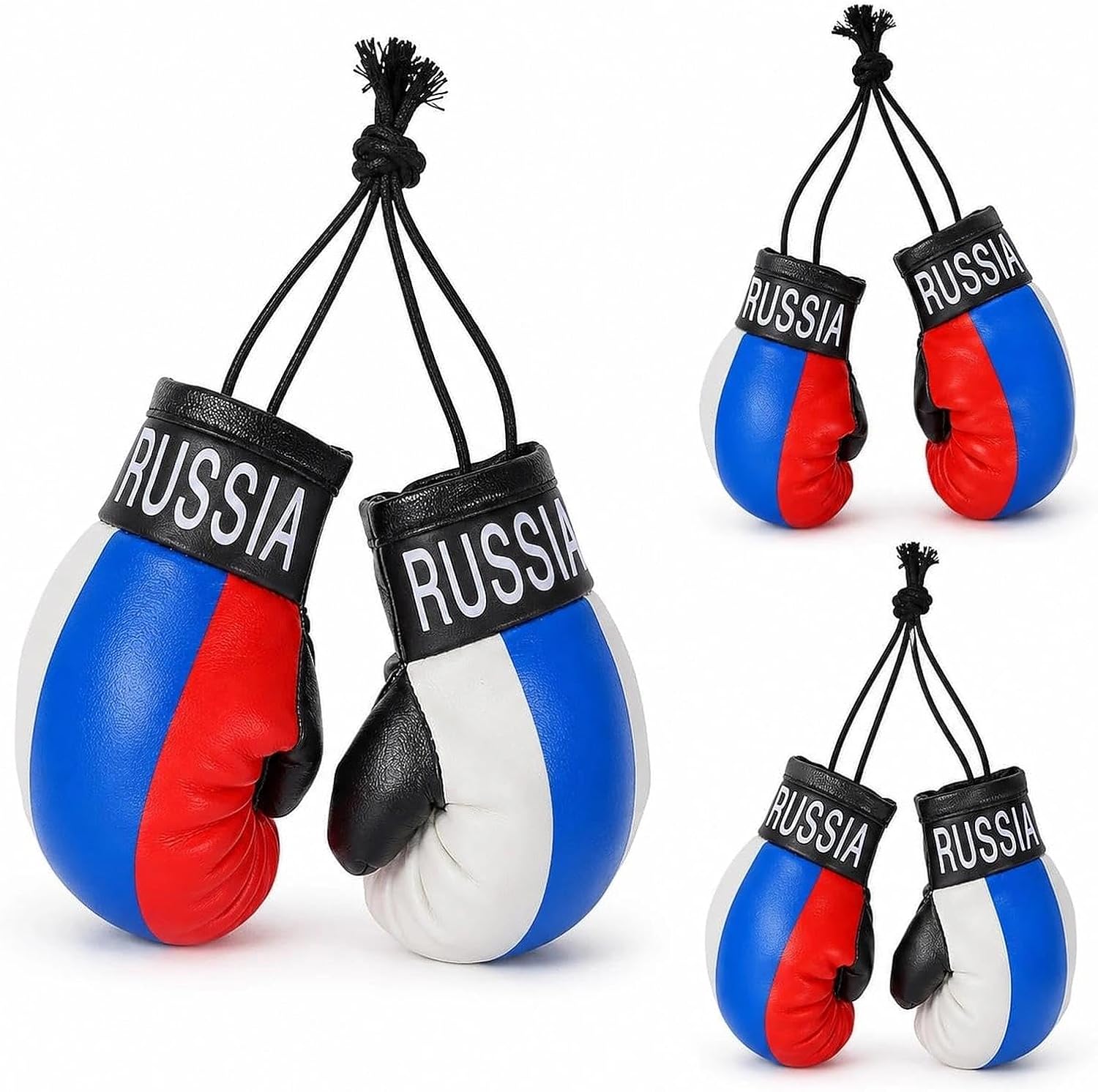 LUOZZY 6pcs Mini Boxing Glove Ornaments with Russian Flag Print10 cm