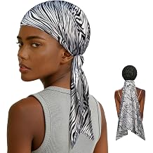 Bathway 2 in 1 Wrap Cap Hair Net with Scarf,Silk Press Wrap Cap,Breathable Mesh Hair Wrap for Sleeping