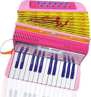 Mini acordeón de 24 teclas y 12 bajos, de ABS, ligero y portátil, instrumento musical para principiantes, ideal como de Navidad, para actuaciones en el escenario, color verde y (Rosa)