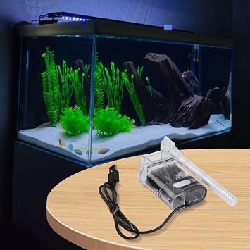 Aquarium Filter, 2.5W External Waterfall Hang on Back Fish Tank Filter 250L/H Adjustable USB Filting Equipment for Easy Maintenance and Cleaning