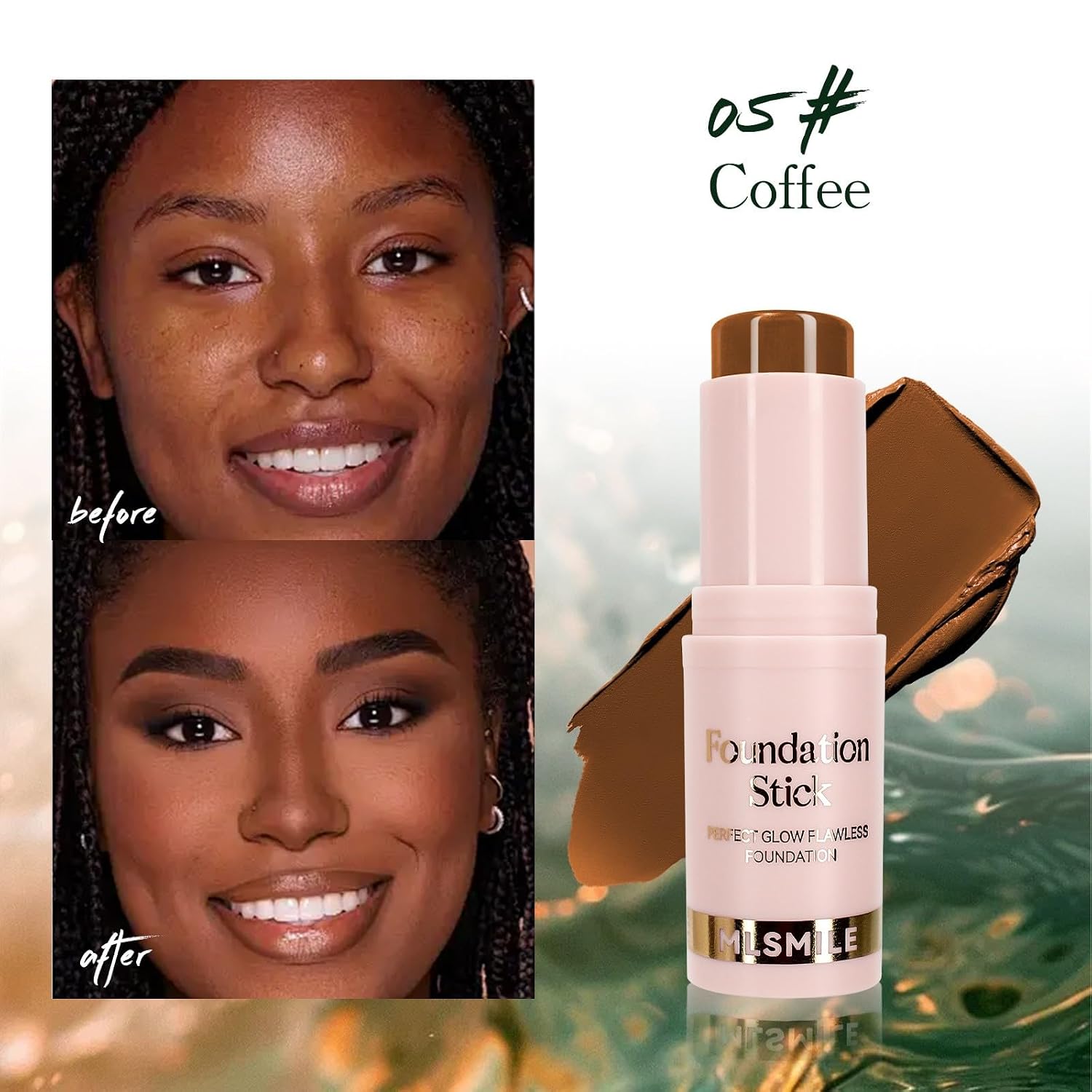 Brightening Contour Stick - Lightweight Natural Full Coverage, 12H Matte Foundation, Waterproof Concealer for Acne & Dark Circles, Oil Control Makeup (Unisex) (05)
