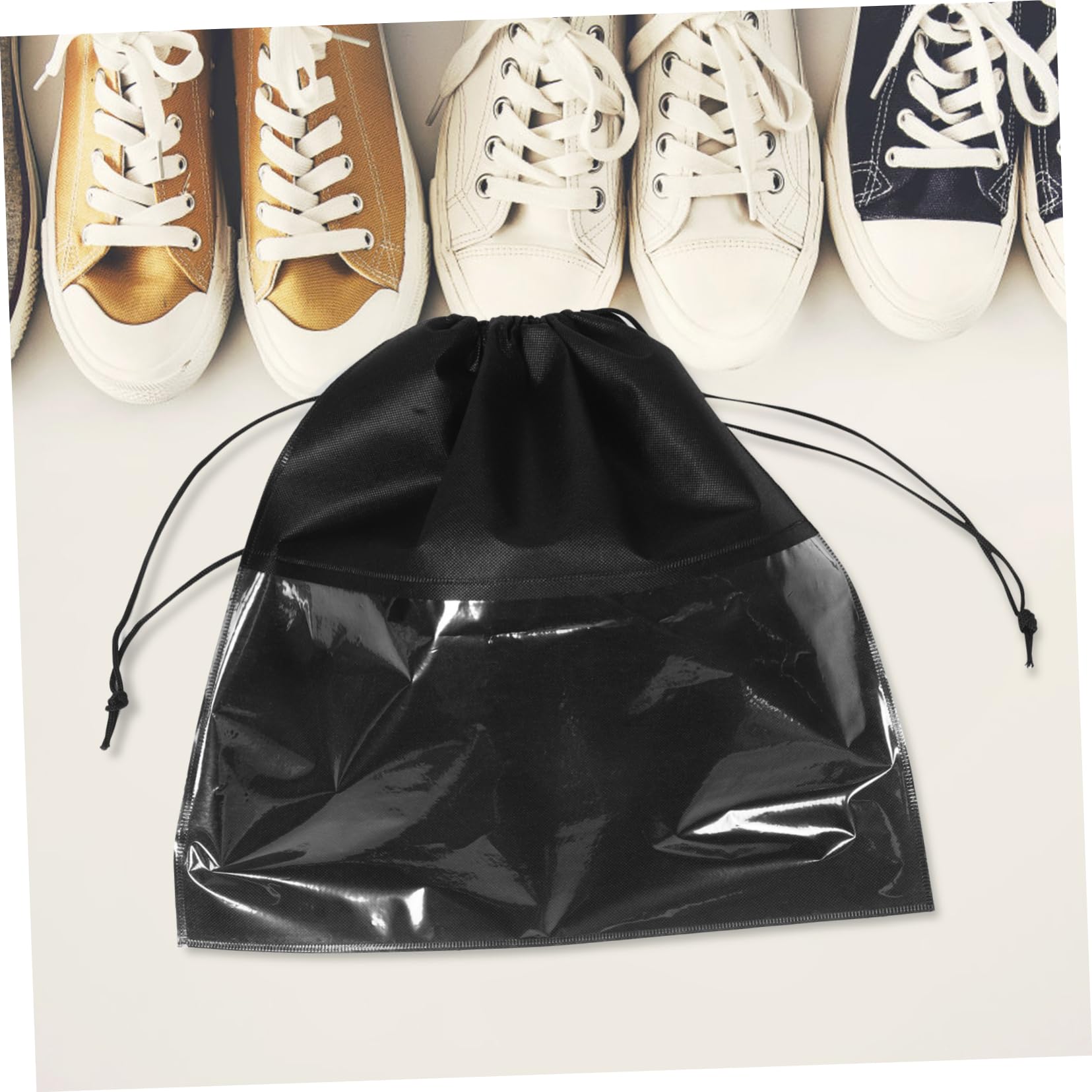 POPETPOP 10 pezzi Sacchetti Scarpe con Coulisse e Finestra Trasparente Organizer Antipolvere Non per Viaggi e