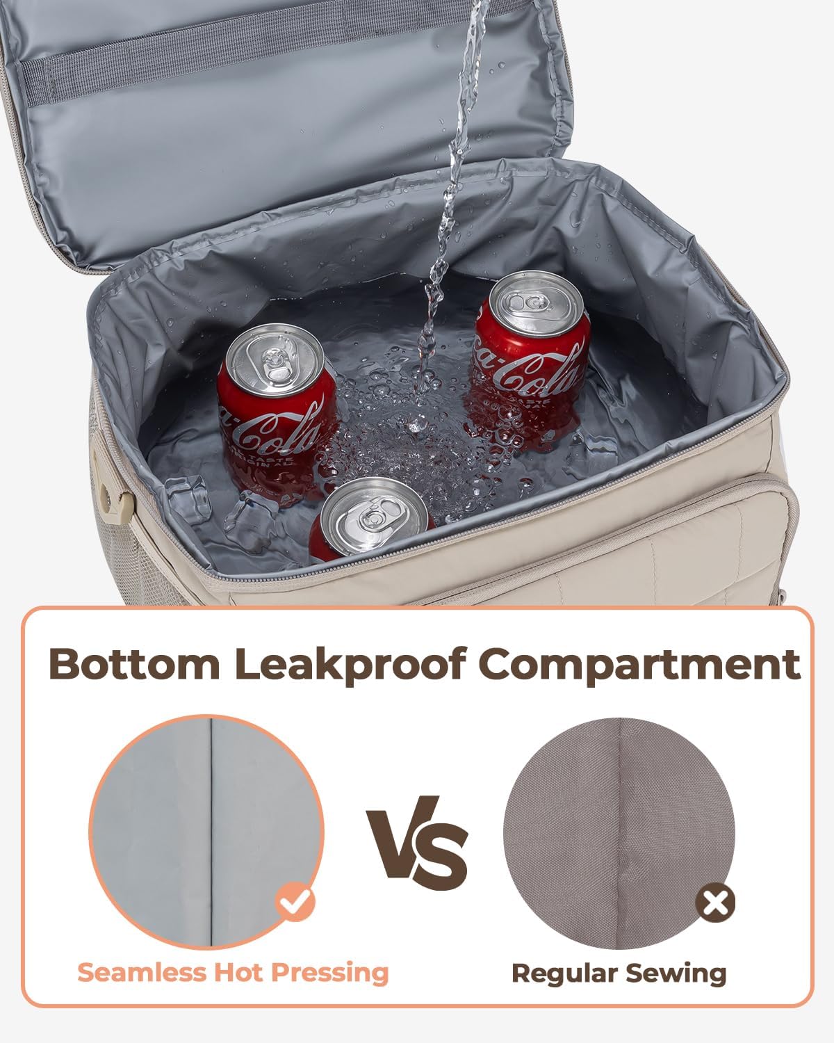 Puffer Cooler Bag 32 Cans Insulated Soft Sided Cooler Double Deck Collapsible Lunch Box for Picnic, Beach, Hiking, Camping, Work, Travel