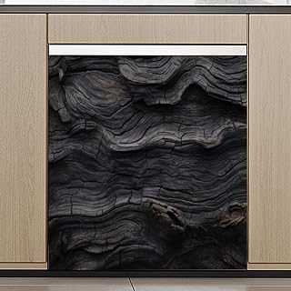 Front Dishwasher Cover Magnetic Refrigerator Panel Decals Machine Washable Fridge Decorative Sticker Old Black Tree Bark Dishwasher Magnet Cover Kitchen Art Decorative Skin 26 × 23 inch