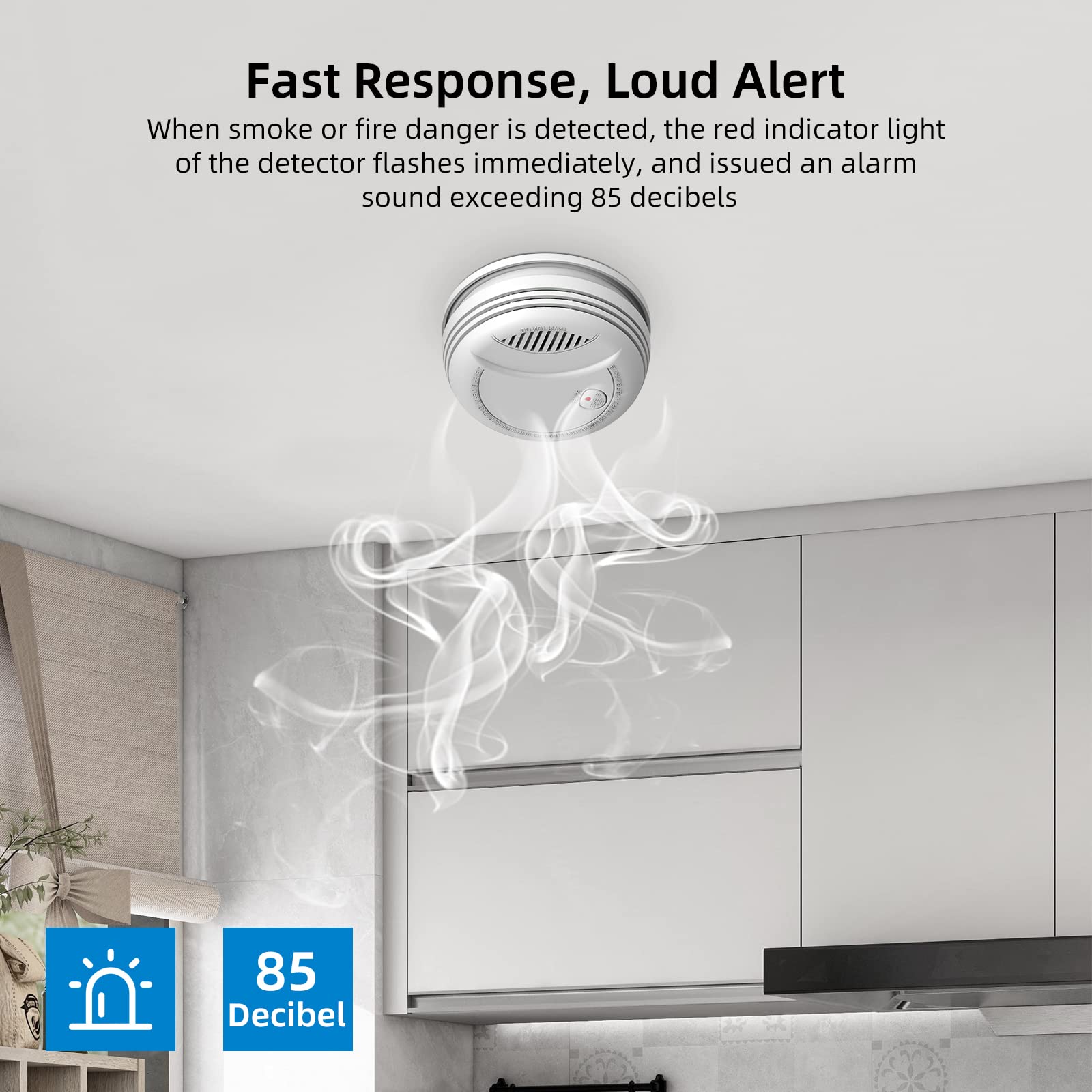 Rilevatori di fumo Clouree, allarme fumo Wi-Fi compatibile con l'app Tuya/Smartlife, mini allarme antincendio wireless interconnesso, modello PA-437W(5pz.)