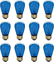 Vista 6 de Bombilla incandescente S14 Edison de repuesto, base mediana E26, 130 V, rojo (paquete de 12)