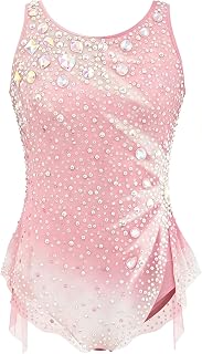 LIUHUO Sleeveless Rhythmic Gymnastics Leotard for Girls & Women | Rhinestone Gradient, Stretch, Skin Friendly, Breathable, for Competitions, Stages, Performances, Shows