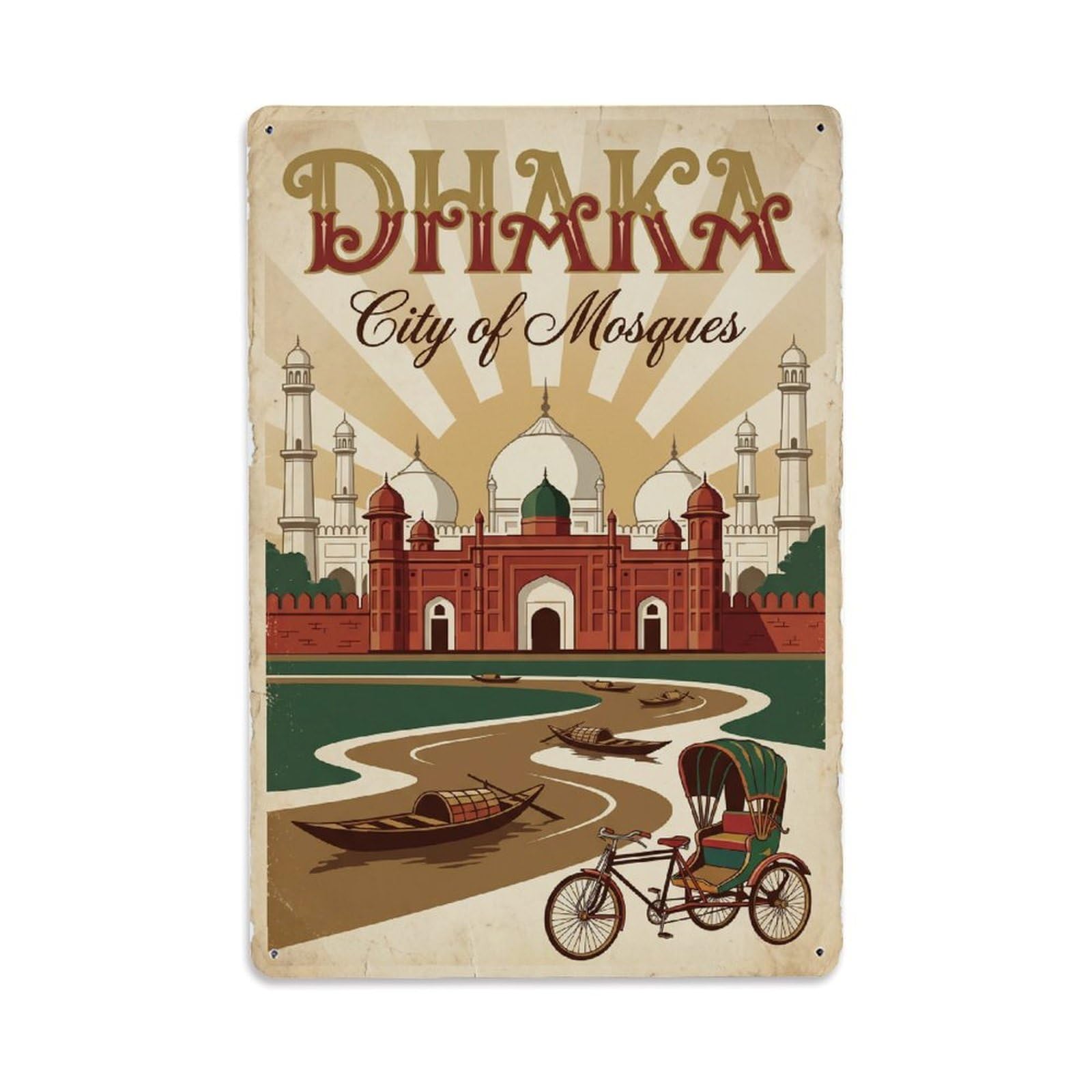 Gead 8X12inch Style Pakistan Dhaka Vintage Travel Metal Tin Sign