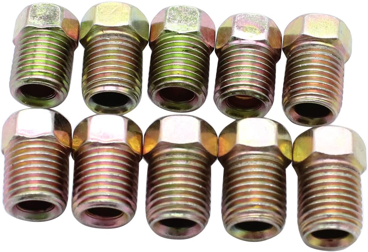 Brake Line Fittings Set For 3/16 Tube Nuts Inverted Flares Tube Nuts Kit 45 Flare 10 x 3/8”-24,2 x 9/16”-18,2 x 1/2”-20,2 x 7/16”-24