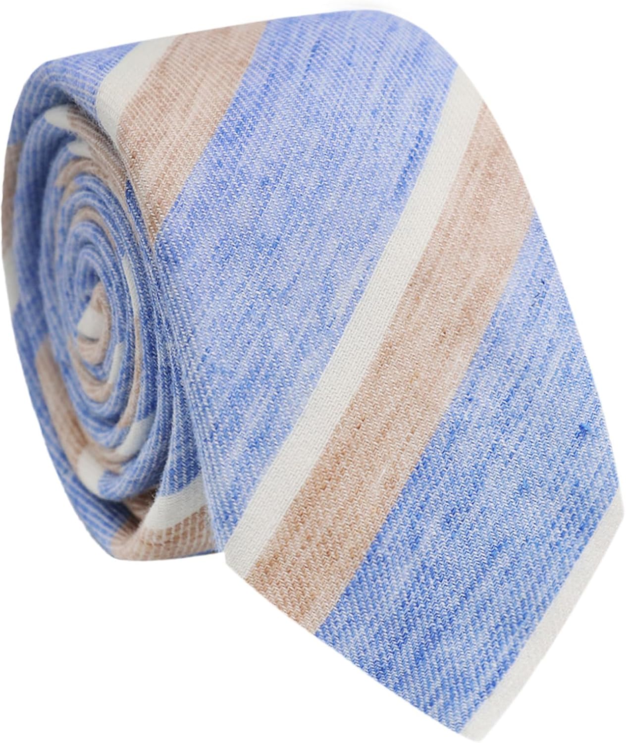 Luckyvestir Ties for Men, Cotton Mens Skinny Linen Tie, Striped Polka Dot Neckties for Men Business Casual Wedding
