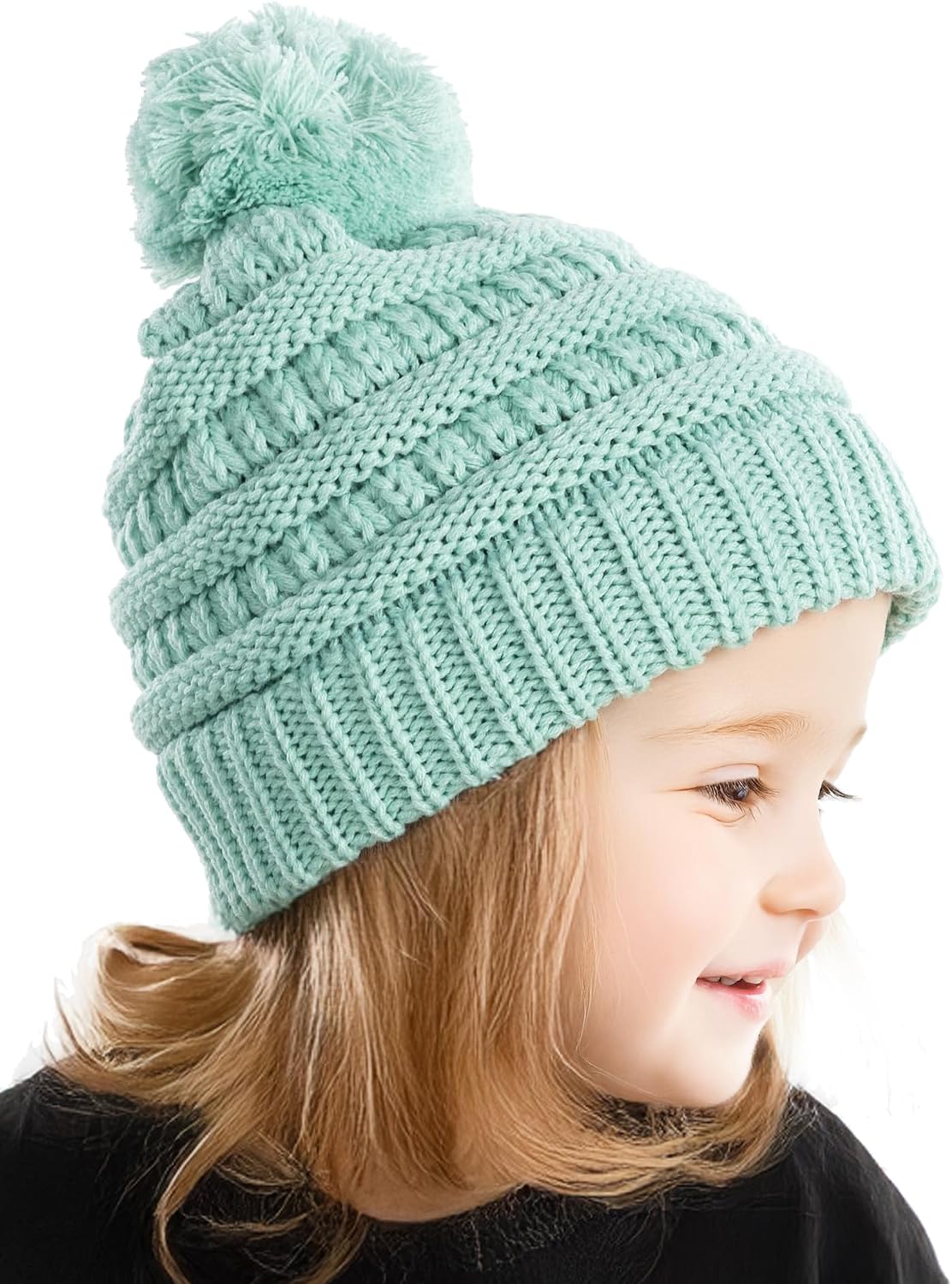 Funky Junque Exclusives Toddler Pom Beanie – Warm Knit Winter Hat for Kids Ages 1–4, Cozy Snow Beanies for Baby Boys & Girls