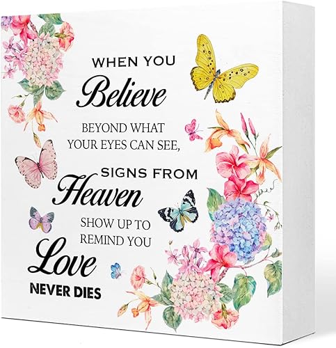 Letrero de madera con texto en inglés «When You Believe Beyond What Your Eyes Can Se», decoración inspiradora de madera con diseño de flores