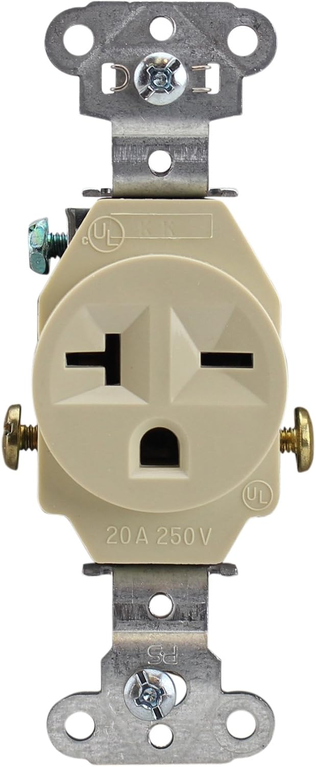 Pass & Seymour Legrand 5851-I Commercial Grade Receptacle, 20A, 250V, Ivory