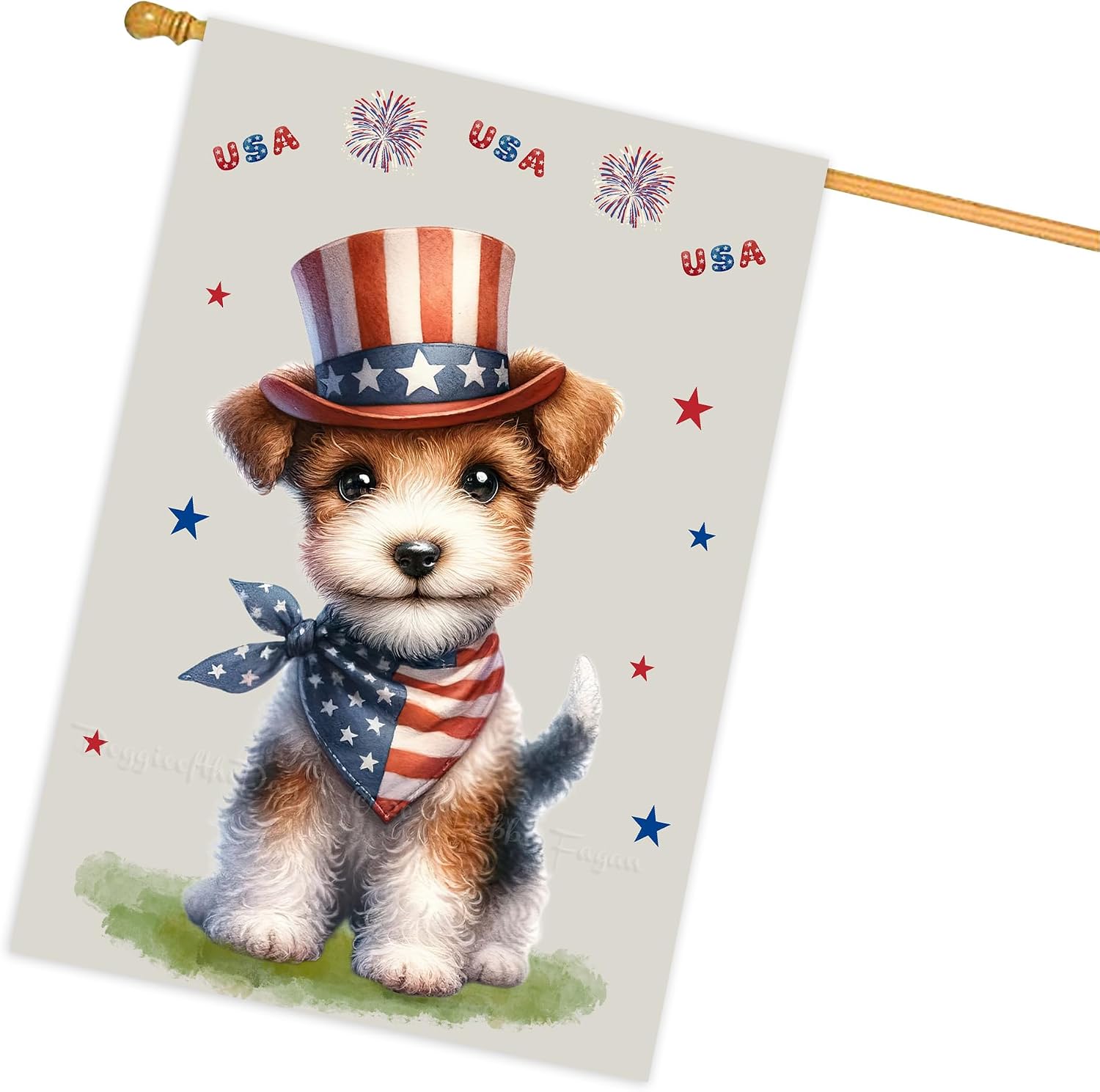 Doggie of The Day Australian Shepherd - 4th of July Independence Day Dog House Flag 28x40 Double Sided - Patriotic Flag, Memorial Day, American Stars & Stripes Yard Decor, No Personalization