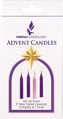 Miniatura 4 de Mega Candles 4 pcs Unscented Christmas Advent Candles Set, Hand Poured Premium Wax Taper Candle 5 Inch x 3/4 Inch, Holidays, Occasions, Events,