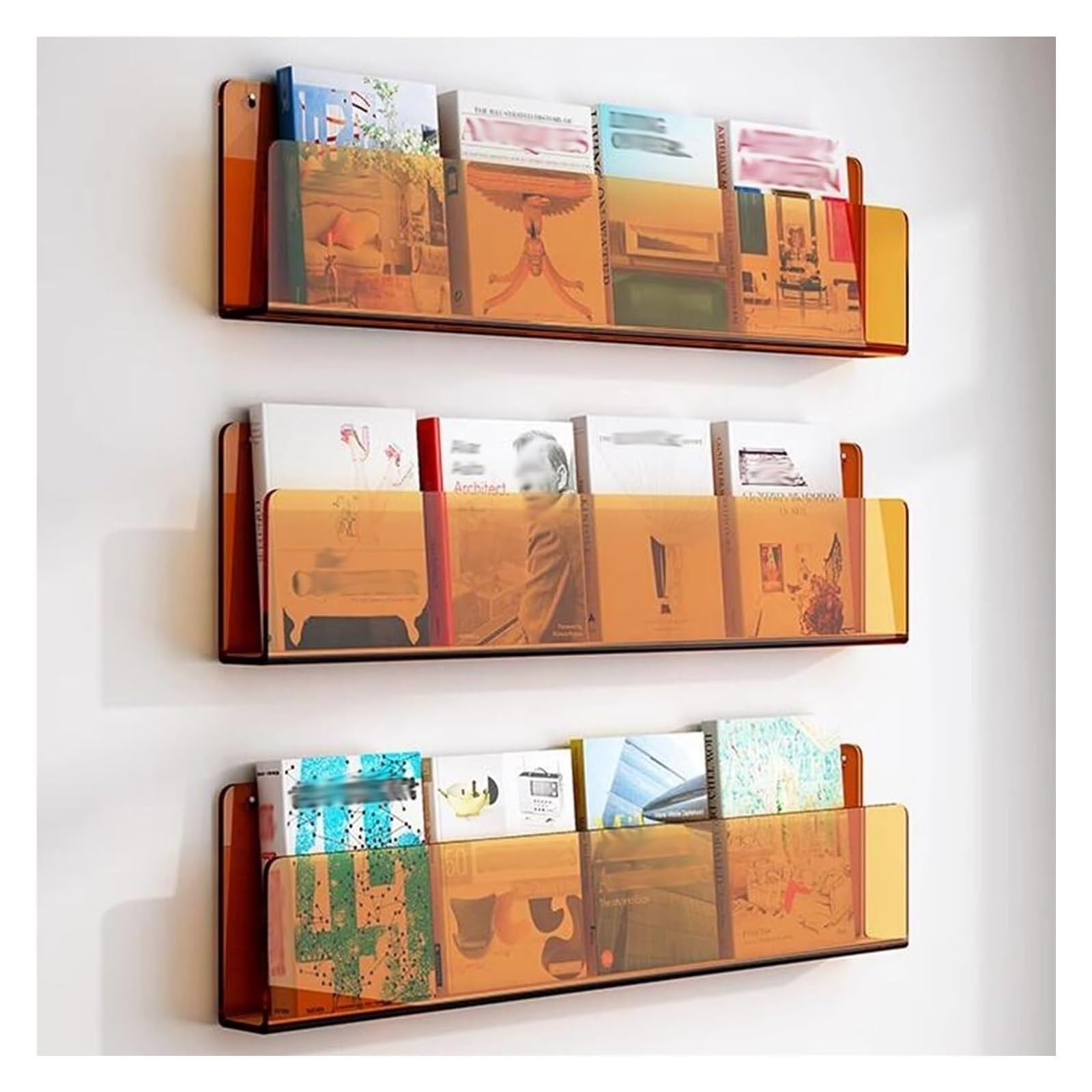 Porte-brochures mural acrylique contre le désordre, porte-revues orange pour trier vos documents