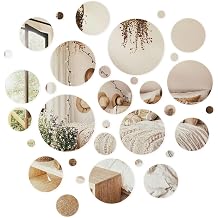 32 Pcs Acrylic Round Mirrors, Circle Mirror Tiles Self Adhesive Mirror Stickers for Wall Home Living Room Bedroom Decor, Removable Small Decorative Mirrors for Crafts, Wall Decor Large