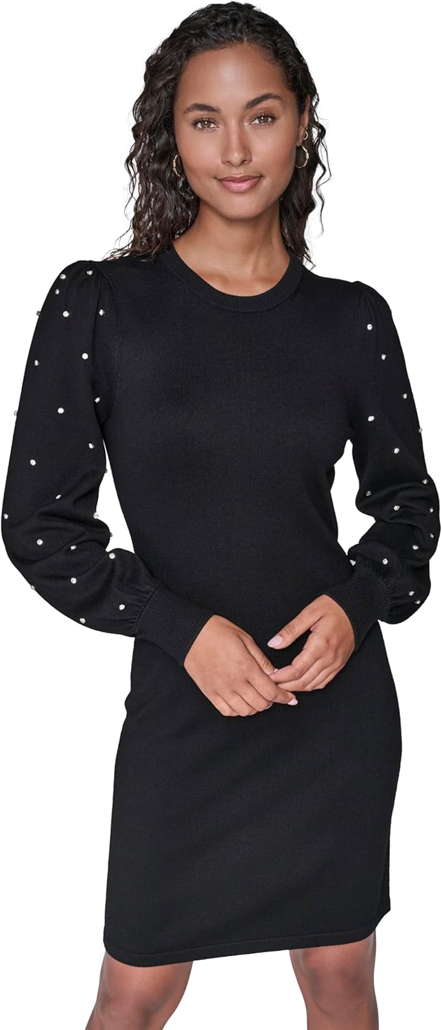 Karl Lagerfeld Women's Embellished Long Sleeve Sweater Dress