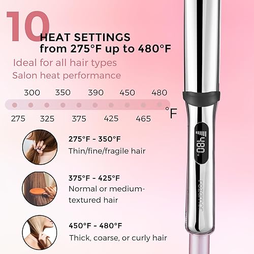 Miniatura 3 de Plancha plana profesional de titanio con placas flotantes de 1 14 pulgadas, alisador de pelo y rizador 2 en 1 con 10 temperaturas ajustables de