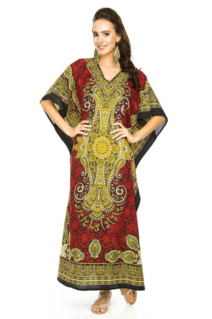 Looking GlamWomen's Oversized Maxi Kimono Kaftan Tunic Kaftan Dress Free Size