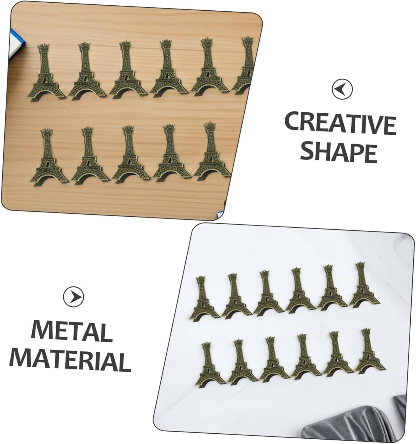 Gadpiparty 12pcs Eiffel Tower Metal Memo Clips Set Creative Photo Holders Retro Decorative Business Card Holders for Office and Home