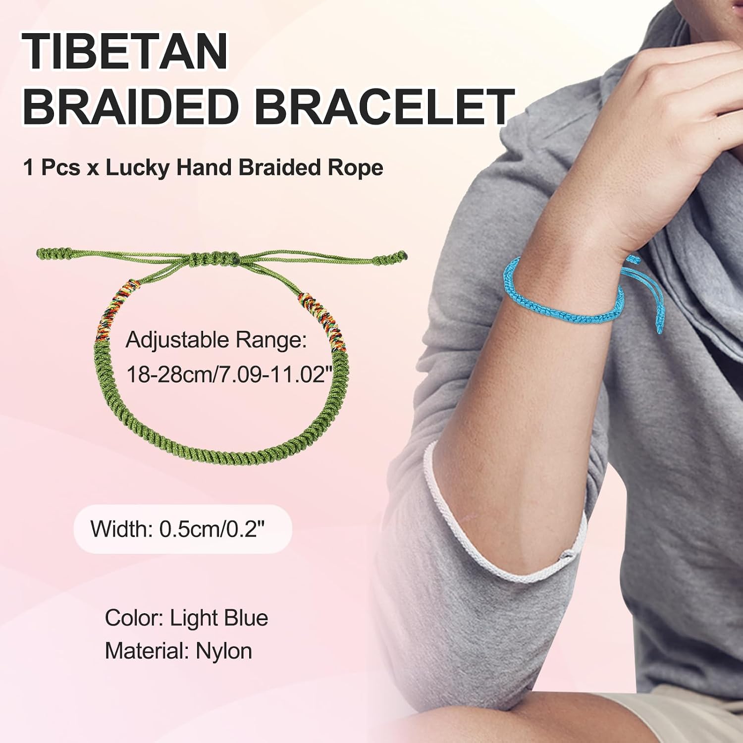 PATIKIL Lucky Handmade Braided Rope String Bracelet, Round Adjustable Prayer Protection Bracelet for Women Anniversary Family Jewelry Gifts