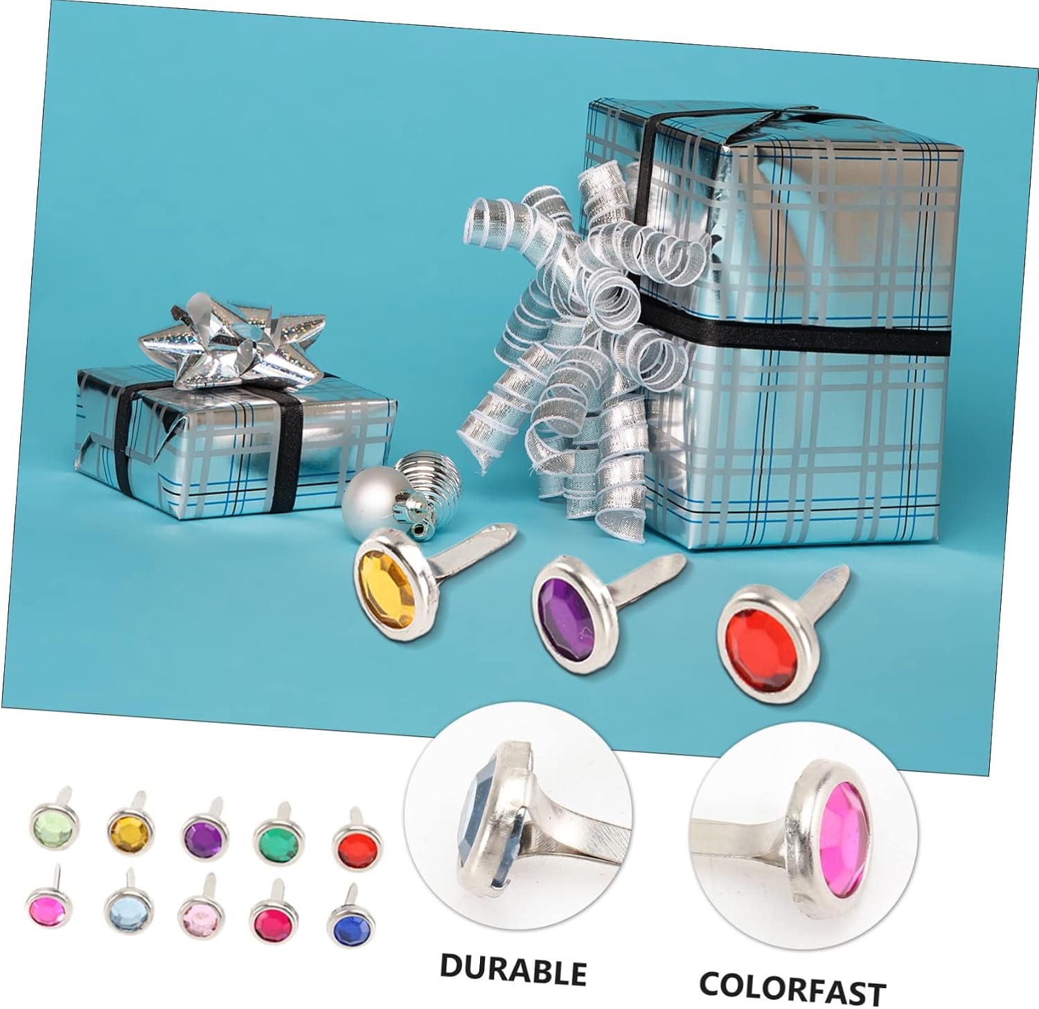 OFFIGAM 100Pcs Mini Brads Metal Round Paper Fasteners for Scrapbooking and Crafting Projects for DIY Decorations and Photo Holders