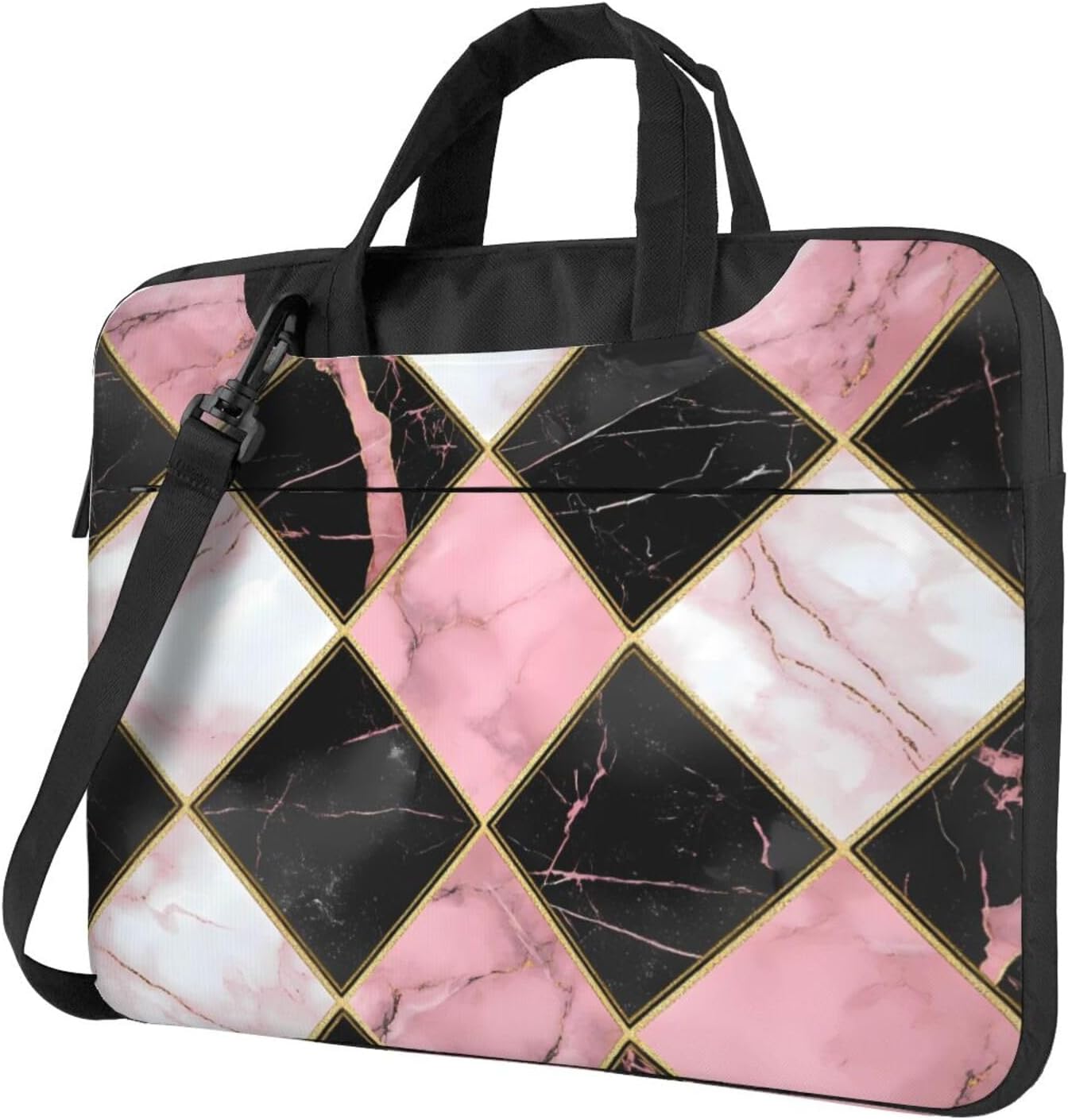 Pink Black Geometric Marble Pattern Laptop Case Bag Computer Messenger Bag Briefcase Laptop Sleeve