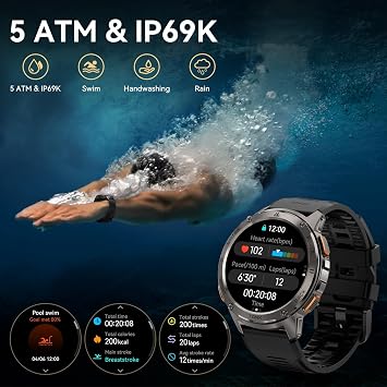 AMAZTIM Smart Watches for Men, Rugged Military Bluetooth Call (Answer/Dial Calls), 1.43 Ultra HD AMOLED Display, 60 Days Extra-Long Battery, Full Metal Body Smartwatch Compatible iPhone and Android