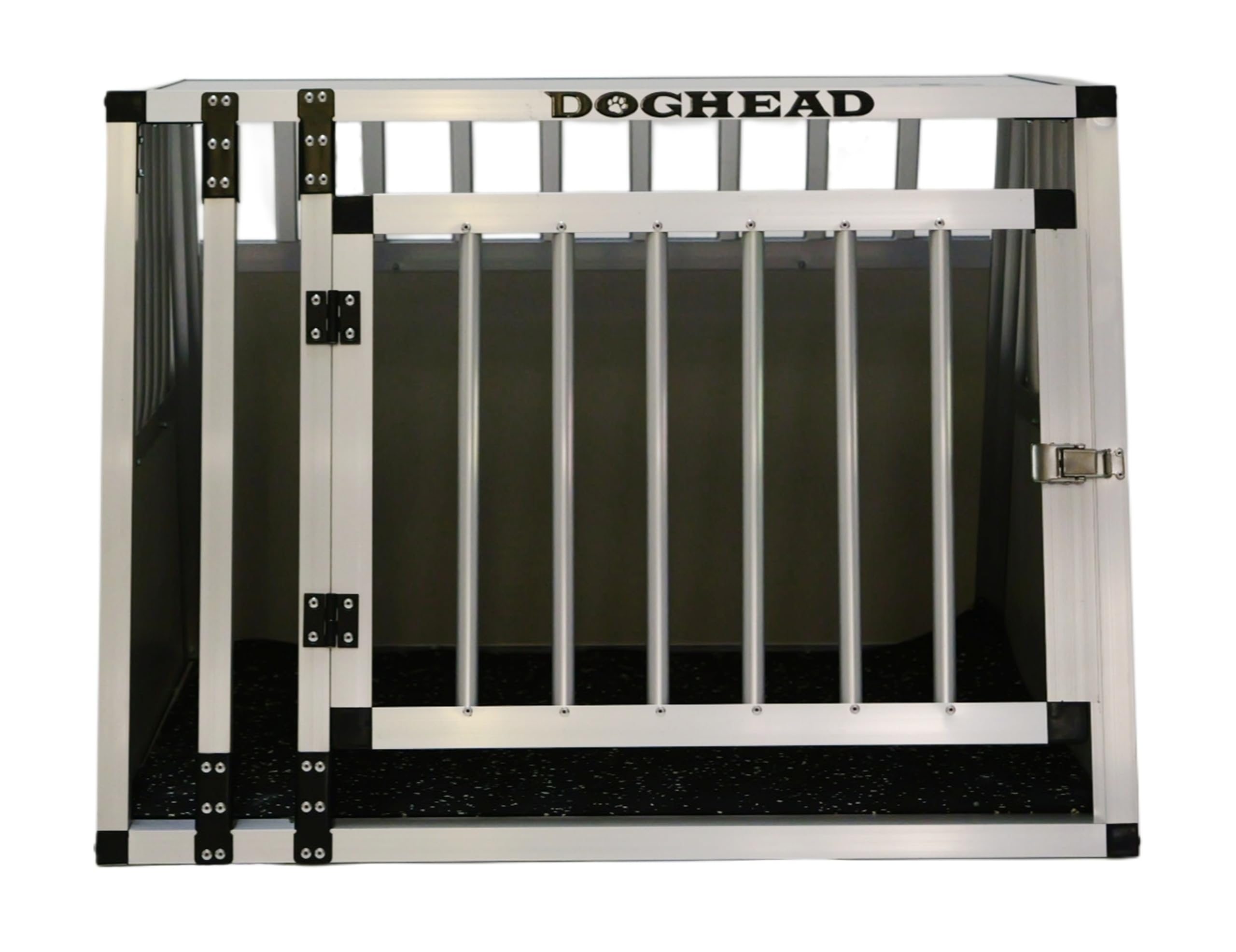 DOGHEAD Hundetransportbox Comfort, Single 75x65x55 cm, Grau/Silber, Aluminium, Beidseitig Abgeschrägt 75°