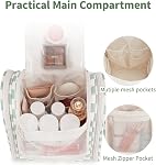 Narwey Small Hanging Toiletry Bag Women Travel Toiletries Makeup Bag Cosmetic Make up Bags for Travel Size Essentials Accessories (Medium,Mint Green Checkerboard)
