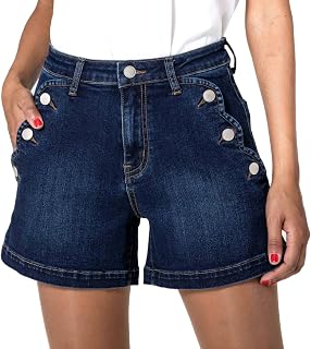 Nina Carter Women's High-Waist Denim Shorts in Distressed Look Elegant Summer Short…
