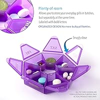 Vista 8 de Pastillero portátil de 7 caras, planificador de medicamentos, estuche pequeño (contenedor semanal de siete días) para medicamentos, cajas de soporte