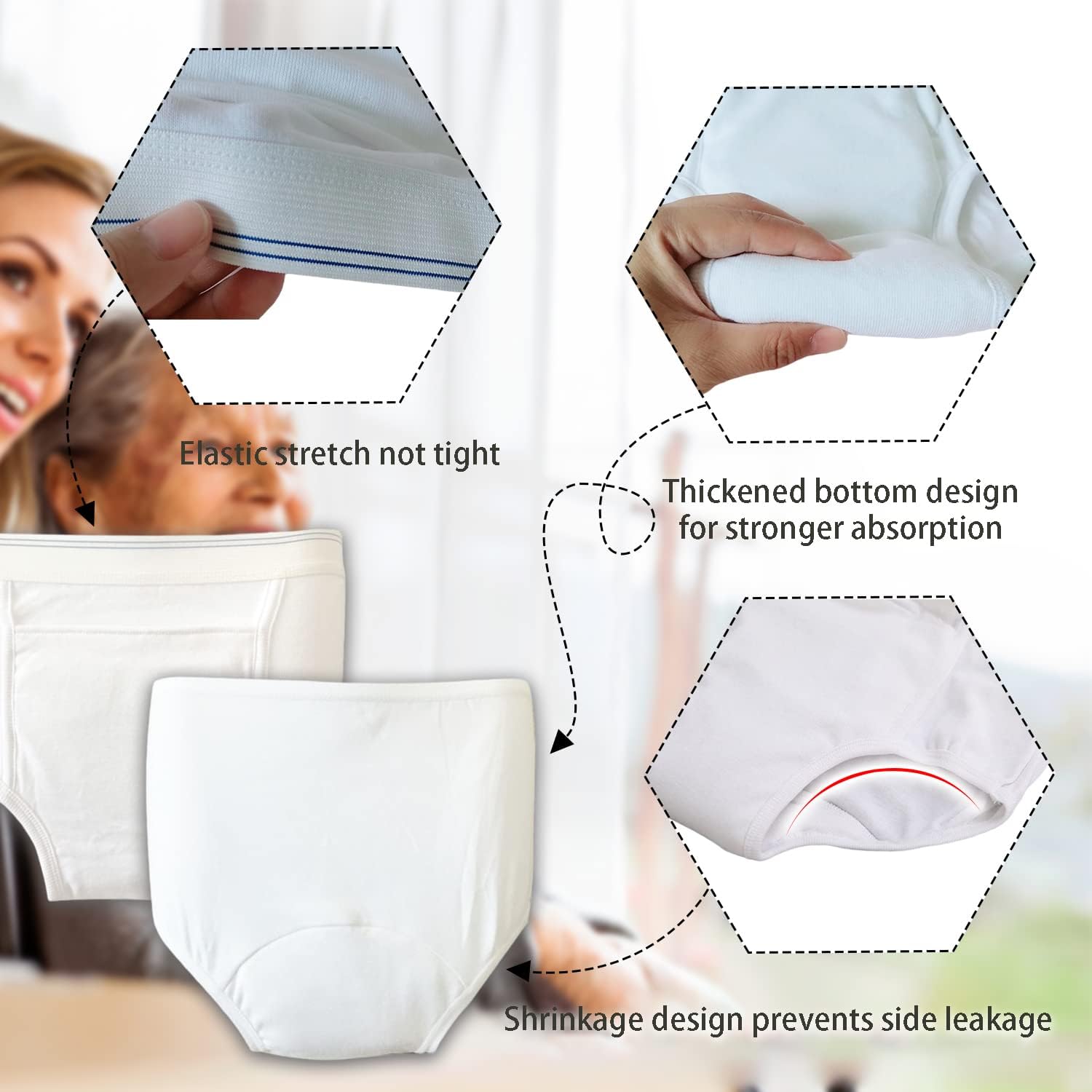 Men's Pull-On Cloth Diaper, Reusable & Washable Incontinence Underwear for Elderly, Leak-Proof Safety Pants (26-35 inch Waist) - Comfortable & Eco-Friendly Protection (Women (XXLarge))